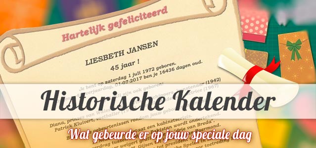 Historische Kalender - Oorkonde van een speciale dag